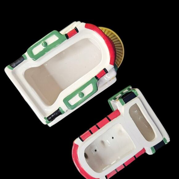 Spode Covered Candy Dish Train‎ Engine Ceramic 2002 Christmas Tree Village READ - Picture 9 of 11